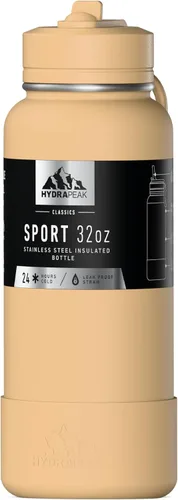 Miniatura 30 de Hydrapeak Botella de agua deportiva aislada de 32 onzas con tapa con popote, a prueba de fugas y derrames, mantiene las bebidas frías durante 24