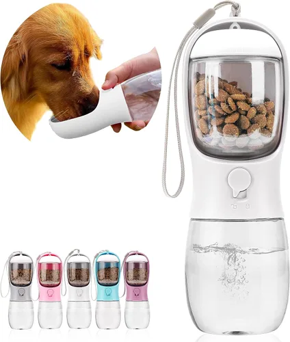 Miniatura 8 de Botella de agua para perros con recipiente para alimentos, dispensador de agua portátil a prueba de fugas para mascotas, para caminar, senderismo
