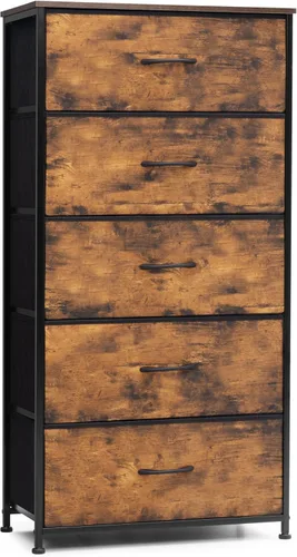 Miniatura 10 de Crestlive Products Cómoda Vertical Torre de Almacenamiento - Marco de Acero Resistente, Superficie de Madera, Cajones de Tela de Fácil Extracción