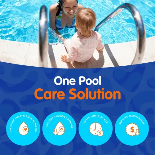 Miniatura 6 de Eeziblue Paquete mensual de algicidas para piscina Refuerzo de piscina para todas las algas en piscinas sobre el suelo y en el suelo, paquete de 4