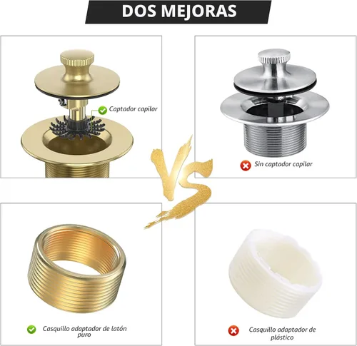 Miniatura 3 de Conjunto de conversión de kit de montaje de drenaje de bañera dorado cepillado, kit de reemplazo de drenaje de bañera con elevación y giro, todo