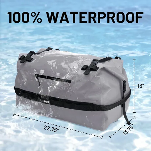 Miniatura 2 de MIER Bolsa de Lona Grande Impermeable con Parte Superior Enrollable, Mochila Seca, Bolsas de Lona para Kayak, Rafting, Navegación, Natación, Gris