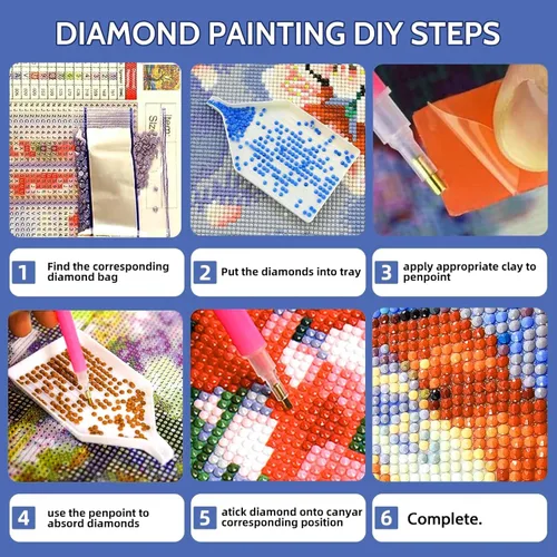 Miniatura 6 de Lovepefe Kit de pintura artística de diamante de montaña para adultos, paquete de 6 piezas de pintura con diamante para principiantes, bricolaje