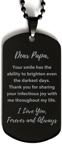 Dear Papa, Thank You For Sharing Your Infectious Joy Dog Tag, For Papa, Valentines Birthday Gifts for Papa, Mother's Day, Father's Day and Christmas