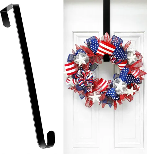 Miniatura 9 de HOOSUN Decoraciones del 4 de julio, colgadores de corona para puerta delantera, soporte patriótico de 12 pulgadas para colgar sobre la puerta