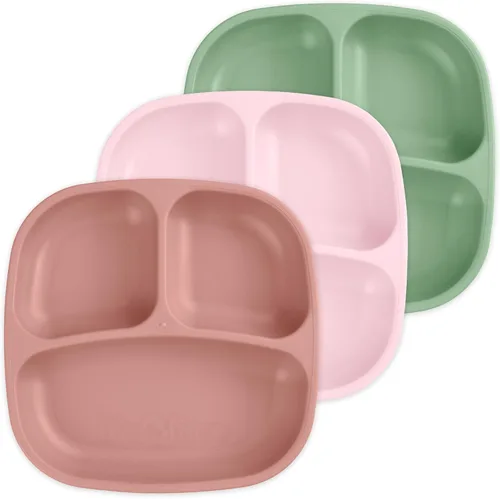 Miniatura 13 de Re-Play Platos para niños pequeños con divisores, 3 compartimentos de pared profunda, platos divididos para niños con 3 tapas, aptos