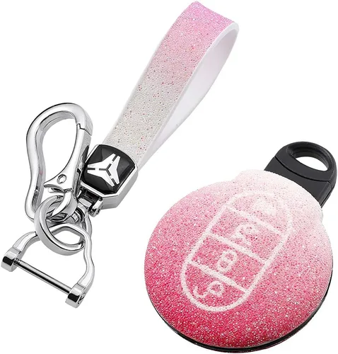 SANRILY Funda para llave de automóvil BWM Mini Cooper sin llave para llave remota, funda de protección completa con llavero, Gradiente Rosa