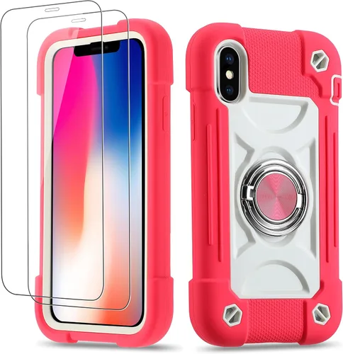 Miniatura 32 de Funda para iPhone Se3/iPhone Se2, iPhone 6/6S, iPhone 7/iPhone 8 de 4.7 pulgadas con soporte de anillo, con 2 protectores de pantalla resistentes