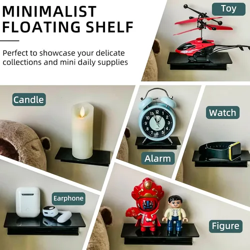 Miniatura 4 de Soporte de Teléfono con Tableta Adhesiva Montado en Pared, Estantes Flotantes de Acrílico, Soporte de Pared para eReader y Smartphone