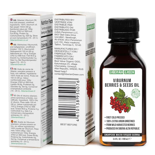 Miniatura 4 de Siberian Viburnum Kalyna - Aceite de semillas y bayas 100% natural extra virgen prensado en frío, 3.4 fl oz / 3.4 fl oz