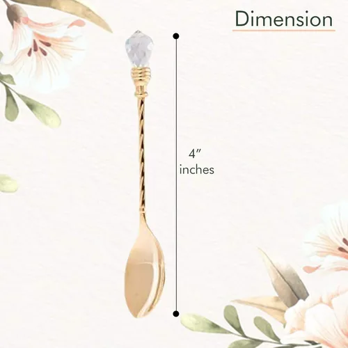 Miniatura 3 de Matashi Cuchara de postre chapada en oro de 24 quilates (juego de 4) – Regalo del día de San Valentín para ella – Vajilla elegante para cena