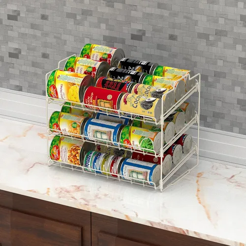 Miniatura 3 de Deco Brothers Organizador de Estante Apilable para Latas para Cocina y Despensa, Capacidad para Hasta 36 Latas, Blanco