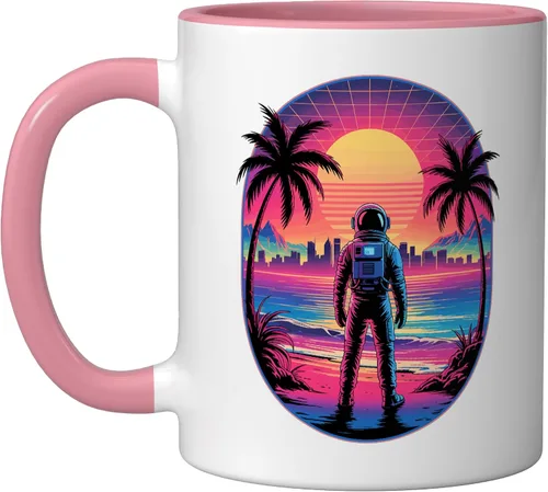 Miniatura 8 de Vaporwave Synthwave Astronaut Spaceman Science Space Ceramic Mug, Black/White