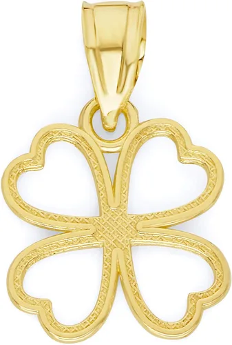 Miniatura 3 de Colgante de trébol de cuatro hojas de oro auténtico macizo de 10 quilates, dije de buena suerte, regalo de joyería irlandesa, Metal