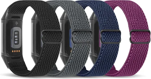 Miniatura 8 de enkic Bandas elásticas de nailon compatibles con Fitbit Charge 5, paquete de 4 correas elásticas suaves y ajustables, transpirables, correa