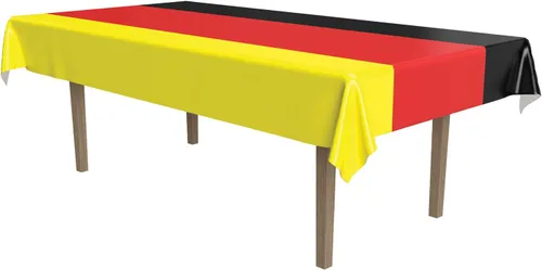 Miniatura 4 de Beistle Fundas de mesa alemanas de 2 piezas, 54 x 108 pulgadas, rojo/negro/amarillo