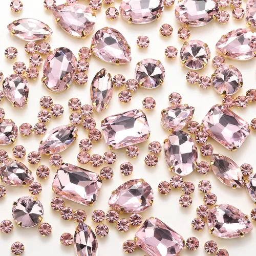 Miniatura 21 de Diamantes de imitación dorados, Choupee Diamantes de imitación para coser, Gemas de vidrio para coser, Joyas para ropa, manualidades de ropa, Garra
