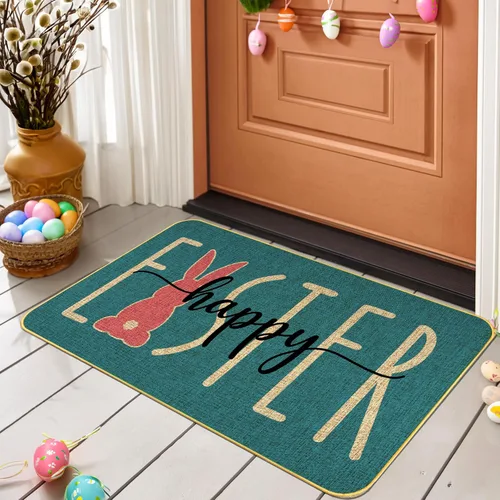 Miniatura 9 de Alfombra Decorativa de Puerta de Bienvenida Roja Feliz Navidad, Alfombra de Puerta de Invierno de Temporada, Alfombra de Piso de Perfil Bajo