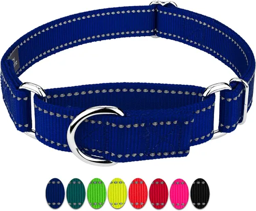 Miniatura 11 de Country Brook Petz - Vibrante selección de 8 colores - Collar de perro Martingala de nailon reflectante (pequeño, 3/4 pulgadas, negro)