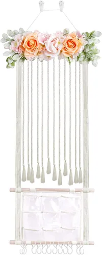Miniatura 7 de Cinta para la cabeza/lazo para el pelo para niñas, organizador de lazos para el pelo de flores, decoración elegante para colgar en la pared, regalo
