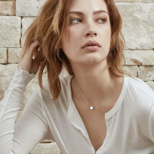 Miniatura 2 de PROSILVER Collar delicado de plata de ley 925 para mujer, corazón, cruz, redondo, estrella, luna, triángulovertical, 16 a 18 pulgadas ajustable