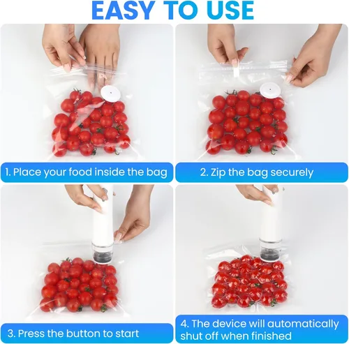 Miniatura 6 de Sellador al vacío para alimentos con tanque visible, máquina selladora al vacío de mano con 30 bolsas reutilizables para una frescura 5 veces más