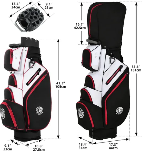 Miniatura 3 de Bolsa de carrito de golf Shopsource, bolsa de palos de 14 vías con cierre moldeado y divisores de longitud completa, bolsas de carrito silenciosas
