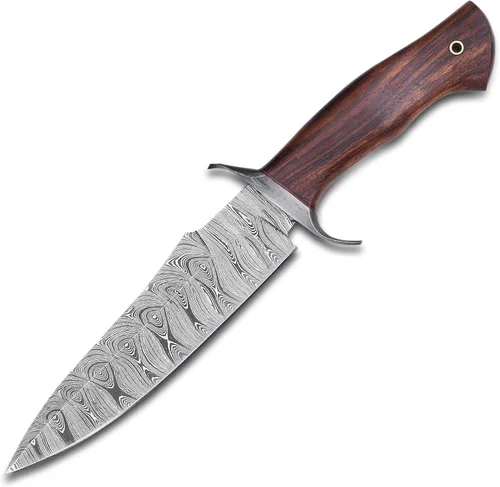 Miniatura 3 de El cuchillo de caza de hoja fija es tu mejor compañero de caza, cuchillo de supervivencia de acero de Damasco forjado a mano con mango de madera