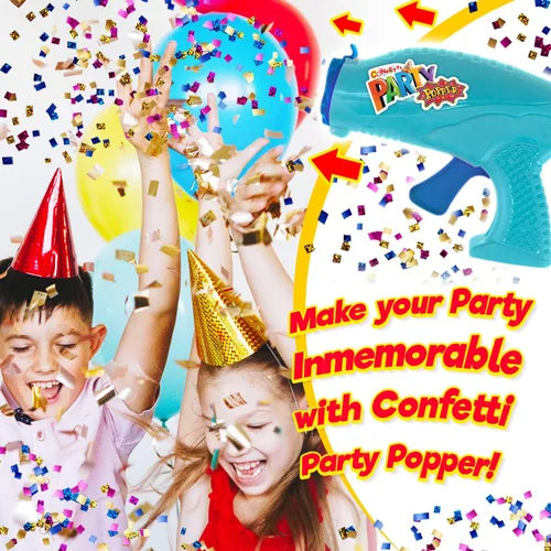 Miniatura 6 de JA-RU Poppers de confeti para niños (paquete de 6) coloridos disparadores de confeti, pistola de confeti, recuerdos de fiesta para revelación