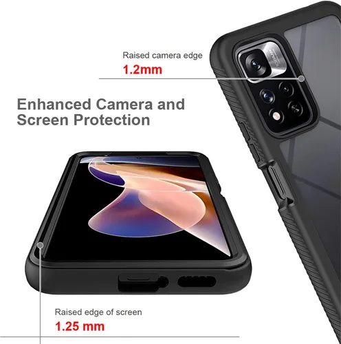 Miniatura 3 de Para Redmi Note 11 Pro Plus Phone Case, 2 en 1 Protección contra Caídas Híbrida Resistente Doble Capa Armor Funda Protectora - Negro