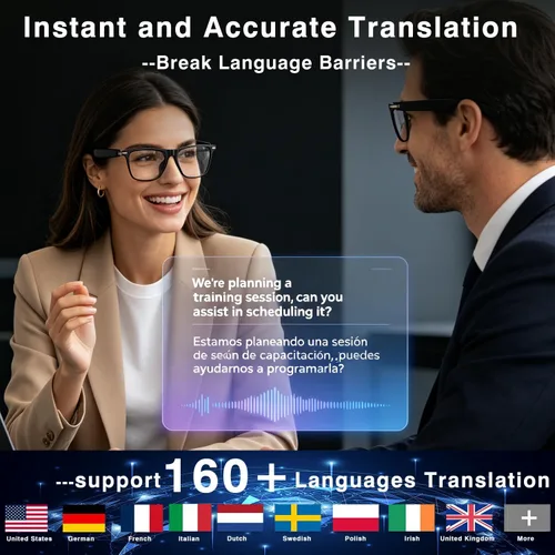 Miniatura 2 de Lentes inteligentes AI con ChatGPT, gafas Bluetooth con más de 164 lenguajes y acentos, lente fotocrómica, audio de oído abierto, música y llamadas