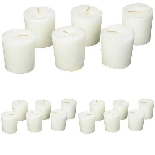 Miniatura 13 de Aroma Naturals Velas votivas con aceite esencial de clavo de naranja y canela, aroma blanco, perla de la paz, 5.5 x 3.75 x 2 pulgadas (paquete de 6)