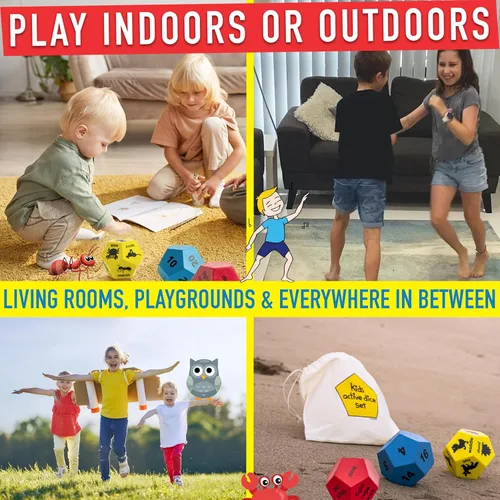 Miniatura 7 de Dados de ejercicio para niños, equipo de PE para escuela primaria, juegos de recreo interior y equipo de ejercicio para niños al aire libre