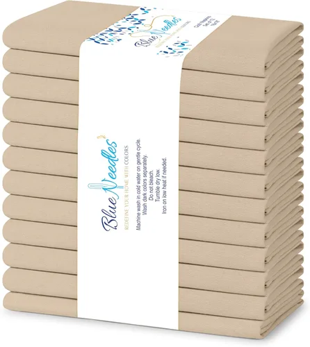 Miniatura 28 de Blue Needles - Juego de 12 servilletas de tela sólidas azul marino 100% algodón, servilletas de cena de 45 x 45 centímetros - Suave, reutilizable
