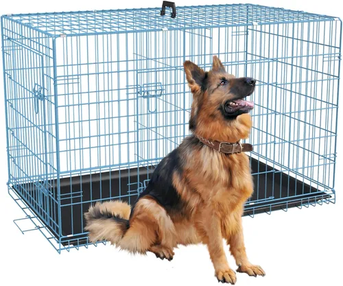 Miniatura 51 de FDW Jaula para perros con doble puerta, jaula plegable de alambre de metal de 36 pulgadas con bandeja extraíble y panel divisor, jaula para mascotas