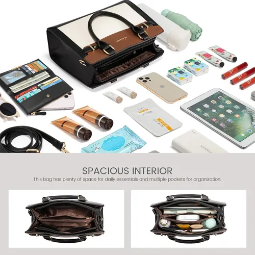 Miniatura 4 de LOVEVOOK Monederos y bolsos para mujer, bolso de hombro, bolso negro y asa superior de piel sintética para damas