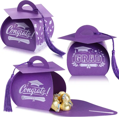 Miniatura 8 de TaoBary 30 cajas de dulces con tapa de graduación 2026, cajas de graduación de graduación, regalos de fiesta con borlas centros de mesa para Rojo