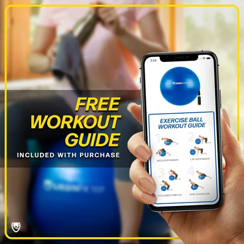 Miniatura 8 de URBNFit - Pelota de ejercicio, entrenamiento y yoga en varios tamaños, pelota para embarazo y estabilidad, antiestallido, incluye bomba de inflado