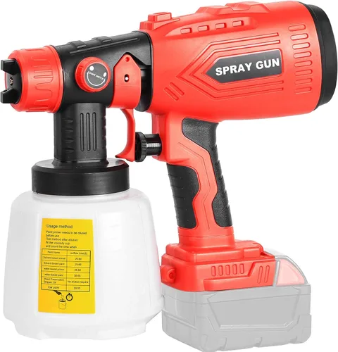 Pulverizador de Pintura Inalámbrico Compatible con Batería Milwaukee M18, Pistola de Pintura en Aerosol HVLP con 4 Boquillas de Cobre, Motor de Alta