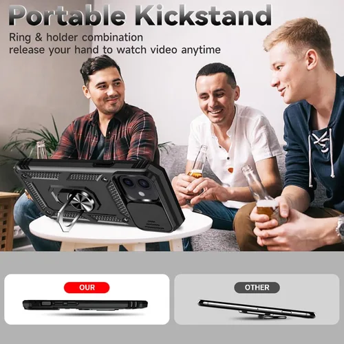 Miniatura 5 de HNHYGETE Funda para iPhone 12 / iPhone 12 Pro con protector de pantalla: [grado militar de 20 pies probada en caídas] anillo a prueba de golpes