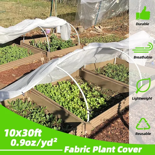 Miniatura 2 de CJGQ Cubiertas para plantas, protección contra congelación, 10 x 30 pies, manta de tela flotante para protección de invierno, 0.9 oz/yd² 1 Paquete