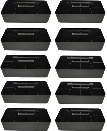 Miniatura 22 de Cesta grande portátil, divisores DIY, 8 compartimentos, organizador para suministros escolares, de oficina, para el hogar y negocios, cesta portátil
