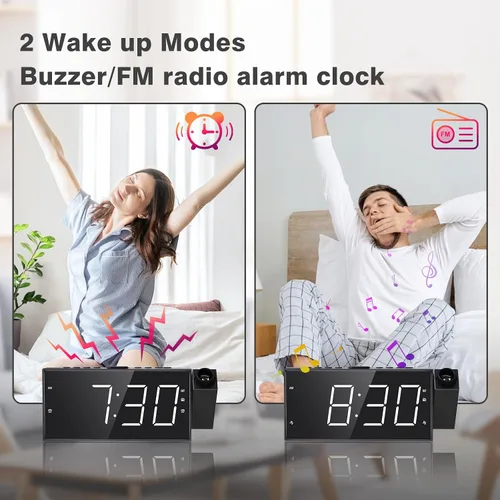Miniatura 3 de Radio reloj despertador con visualización LED de 1.8 pulgadas, de carga USB, alarma dual, respaldo de batería (Versión actualizada) Mesqool AM/FM