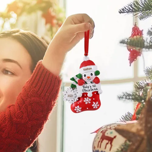 Adornos de Navidad personalizados, nombres de familia, decoración de Navidad, decoración colgante de árbol, adorno de bendición de Feliz Navidad (2