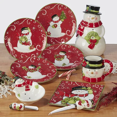 Miniatura 6 de Certified International Holiday Magic Snowman - Juego de 4 platos de postre/ensalada de 9 pulgadas