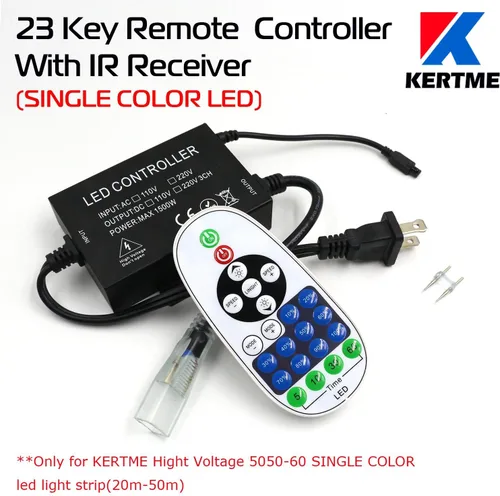 Miniatura 5 de Tira de luces LED tipo 5050-60 CA de 110-120 V, flexible, impermeable, regulable, multimodos de luz LED + control remoto de 23 teclas para 2-Blanco