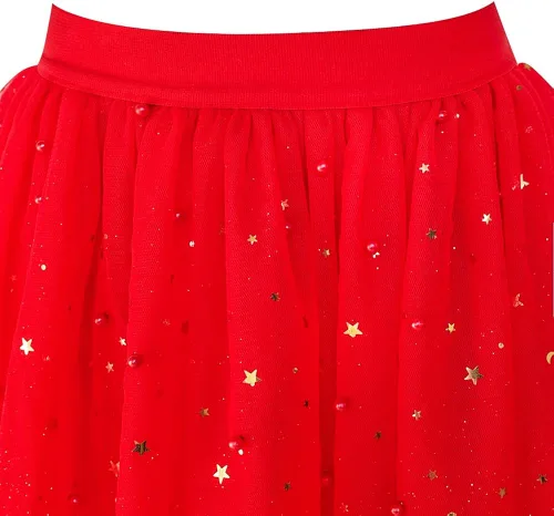Miniatura 3 de Sunny Fashion Falda de niña azul marino perla estrellas brillantes tutú bailando talla 4-12