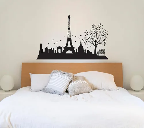 Miniatura 5 de Calcomanía de pared de la ciudad de París y la Torre Eiffel, diseño de horizonte de París, calcomanía de pared de la Torre Eiffel de París