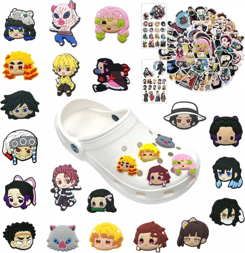 Miniatura 6 de Re-siin 20 dijes para zapatos Tanjiro Kamado para zuecos, decoraciones de PVC, de animé japonés, de zapato para zueco, pulsera, regalos de fiesta