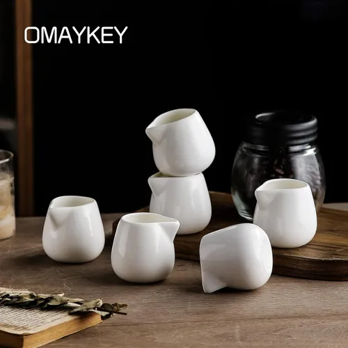 Miniatura 2 de Mini crema de porcelana de 3 onzas, 6 piezas, pequeña jarra de crema de cerámica, juegos de jarra de salsa para café, té, leche, color blanco
